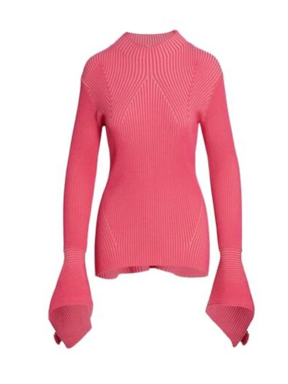 ALCER PINK RIBBED MOCK NECK SWEATER.